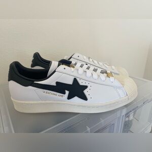 A Bathing Ape x adidas Superstar 'White Black': size 10